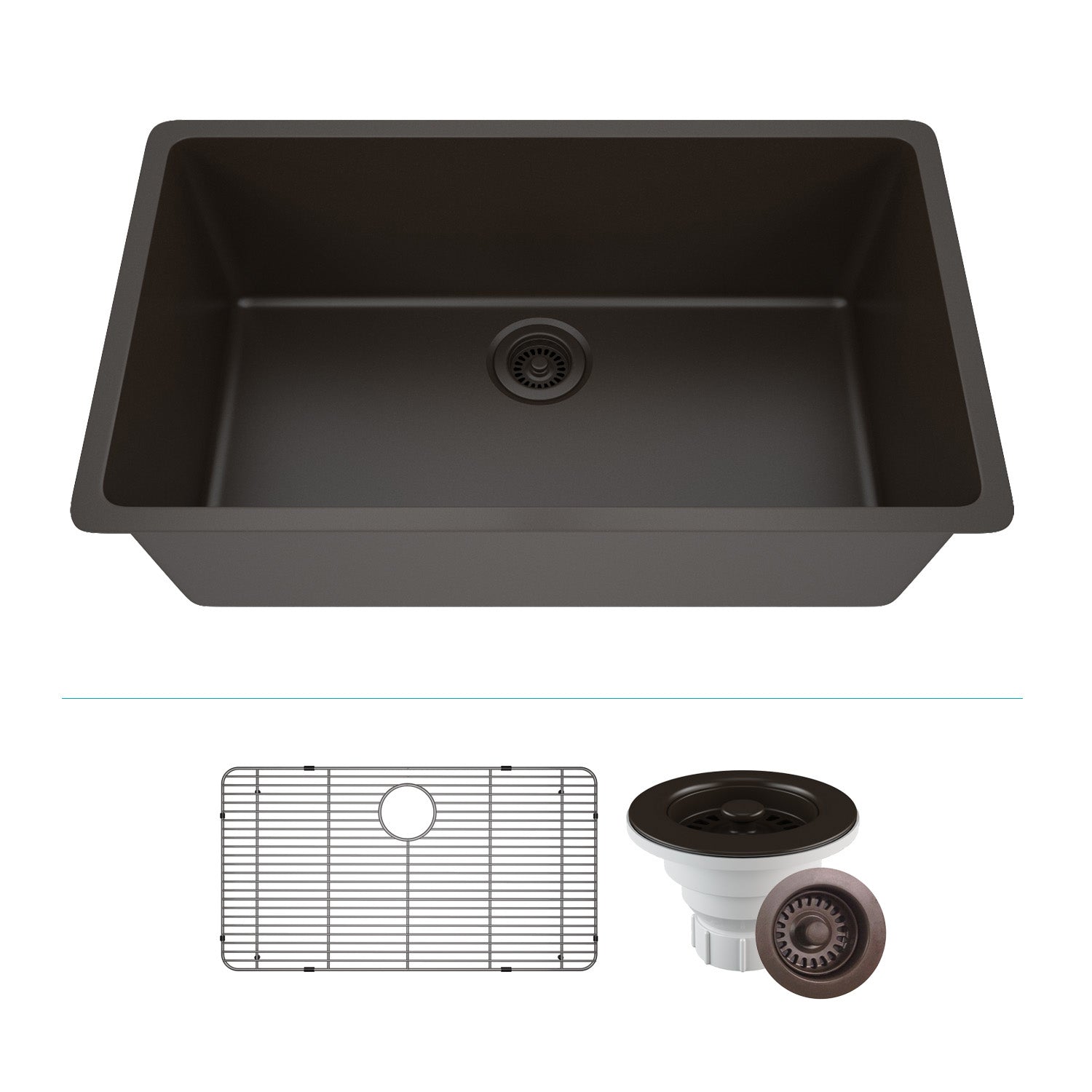 32-Inch Platinum Quartz Composite Drop-in Undermount Single Bowl Mocha Kitchen Sink includes Accessories LP-1000-M