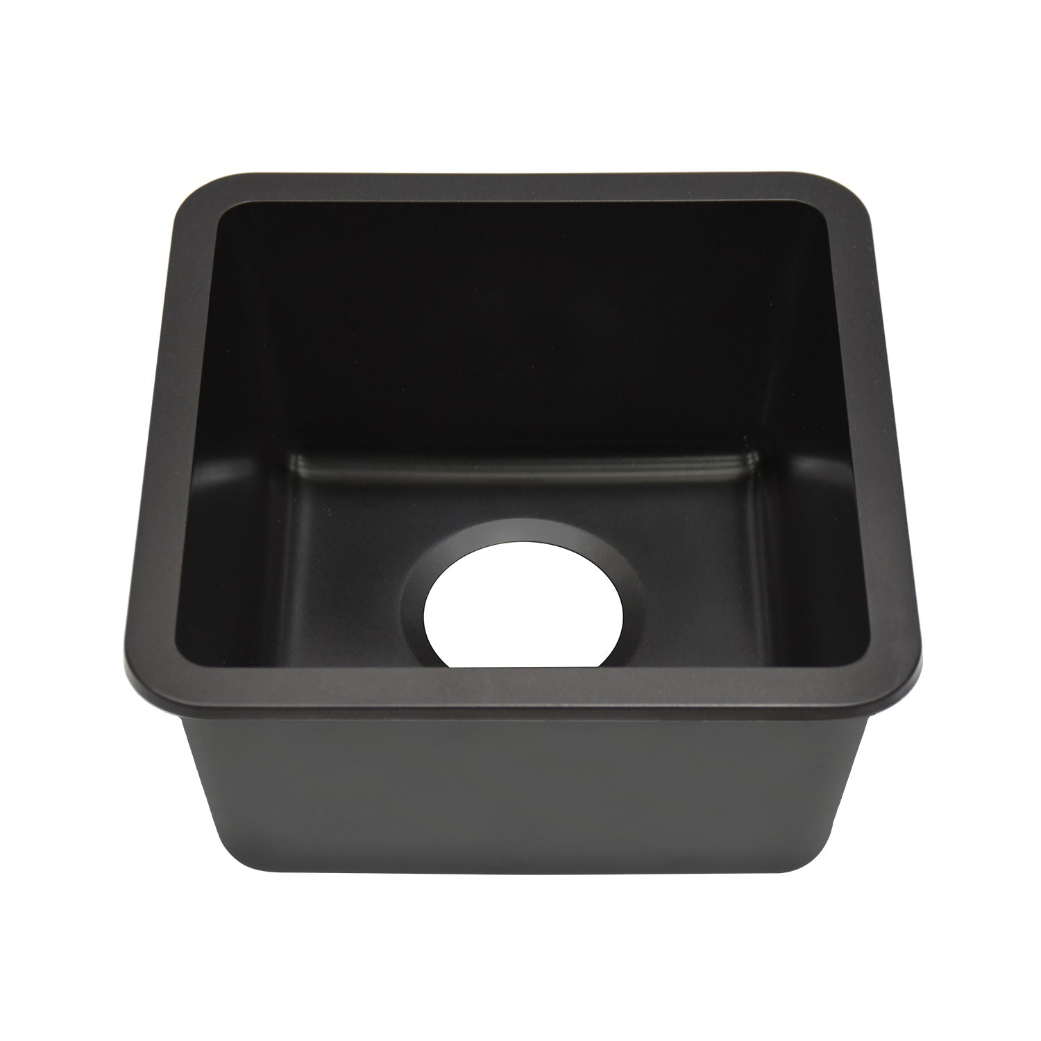 15-Inch Platinum Quartz Composite Drop-In Undermount Single Bowl Metallic Black Kitchen/Bar Sink LP-1515-K-SO