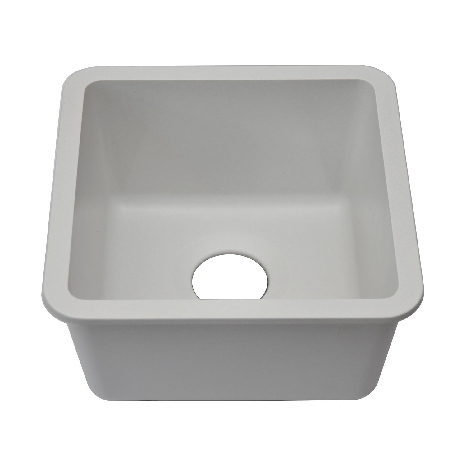 15-Inch Platinum Quartz Composite Drop-In Undermount Single Bowl White Kitchen/Bar Sink LP-1515-W-SO