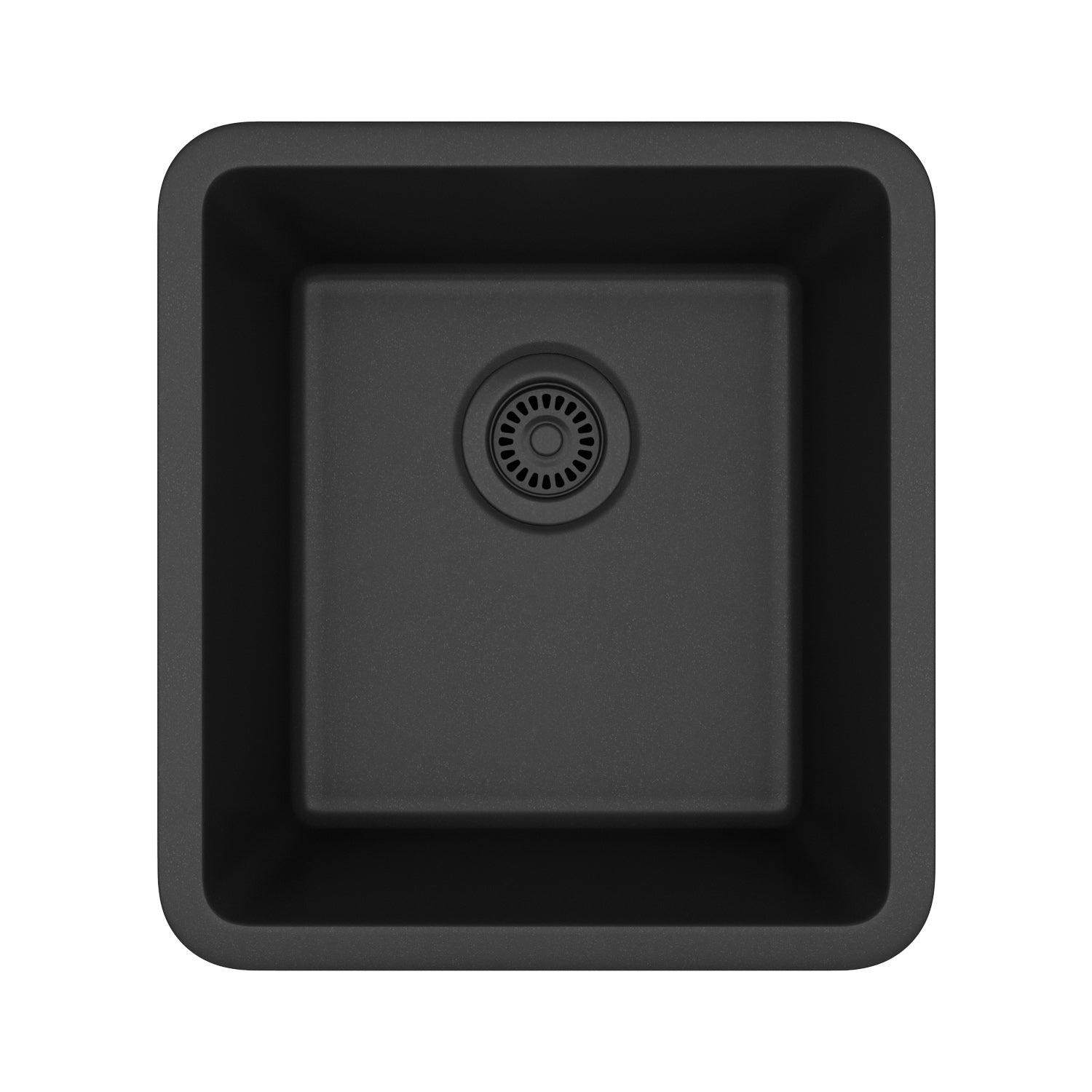 16-Inch Platinum Quartz Composite Drop-in Undermount Single Bowl Galaxy Black Kitchen Sink includes Accessories LP-1618-K