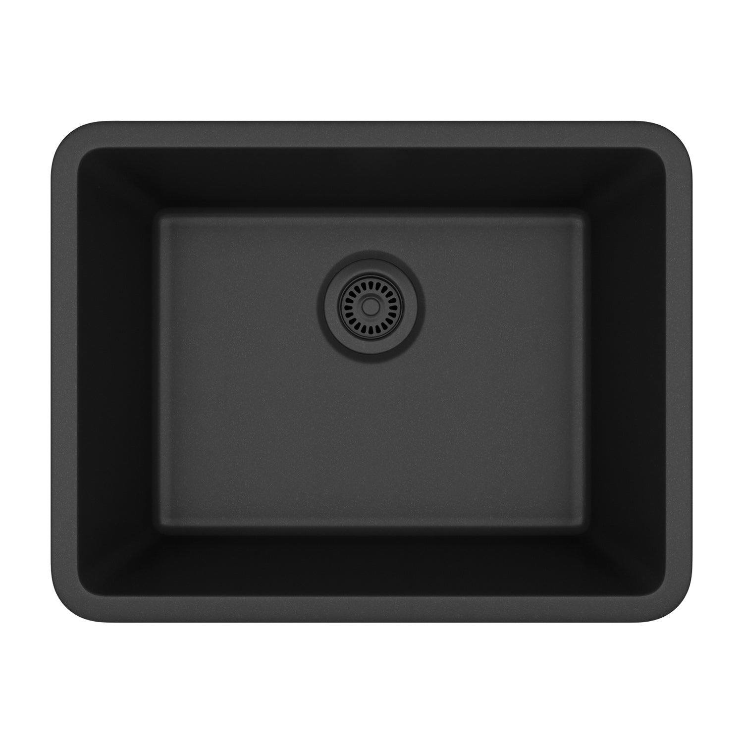 23-Inch Platinum Quartz Composite Drop-in Undermount Single Bowl Galaxy Black Kitchen Sink includes Accessories LP-2318-K