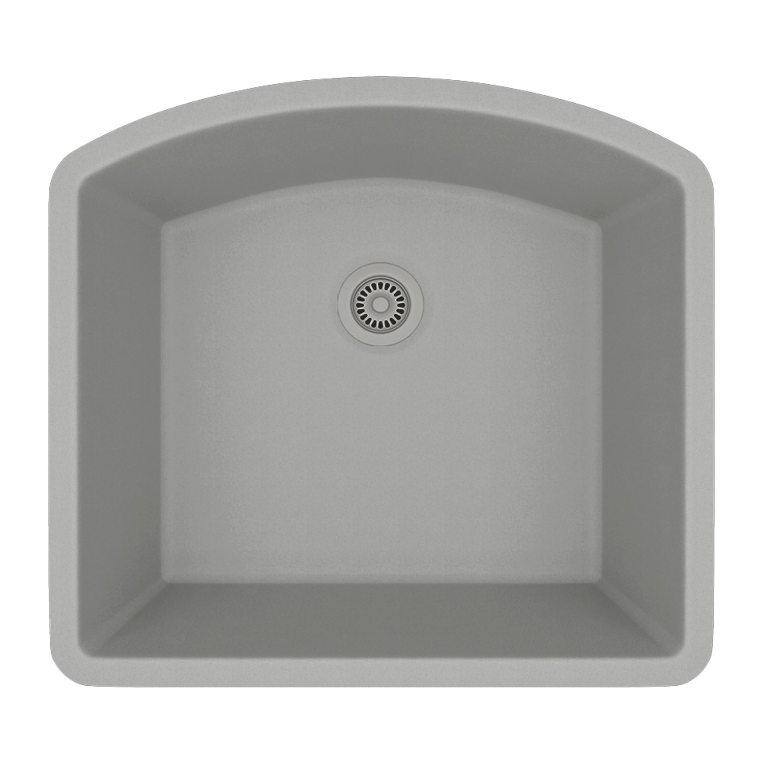 23-Inch Platinum Quartz Composite Drop-in Undermount Galaxy Concrete Kitchen Sink D-Shaped Single Bowl includes Accessories LP-2321D-C