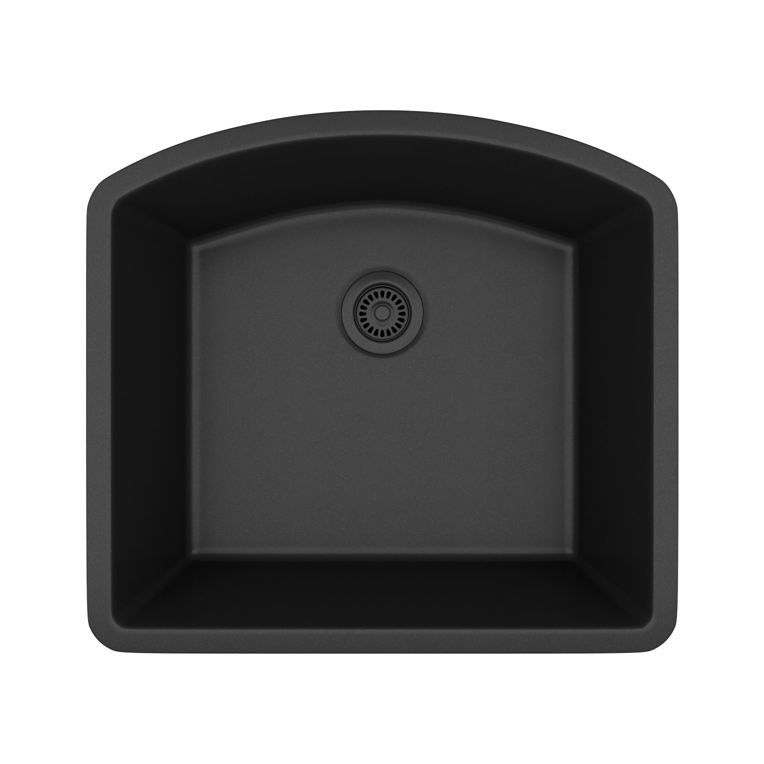 23-Inch Platinum Quartz Composite Drop-in Undermount Galaxy Black Kitchen Sink D-Shaped Single Bowl includes Accessories LP-2321D-K
