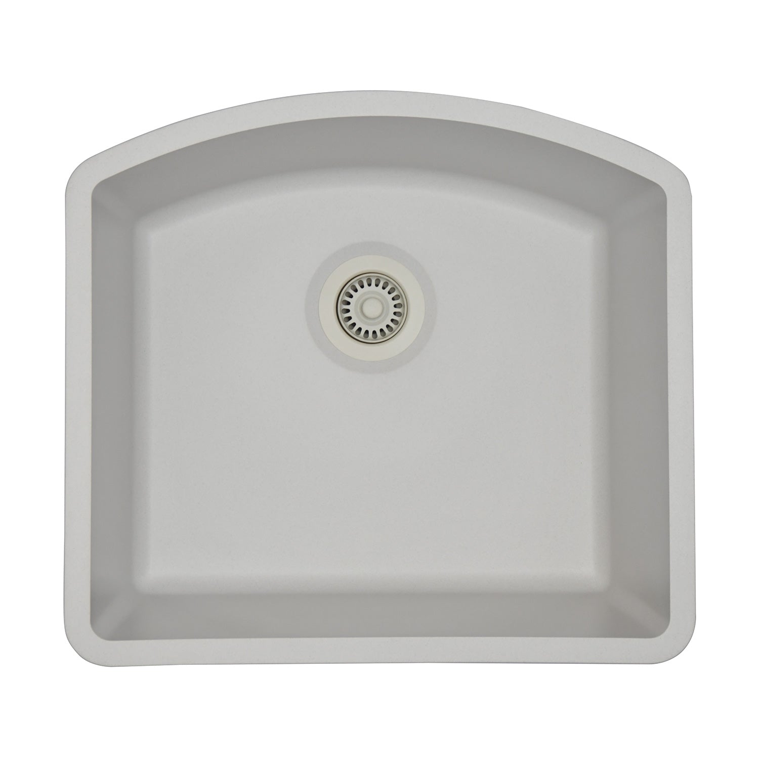 23-Inch Platinum Quartz Composite Drop-in Undermount White Kitchen Sink D-Shaped Single Bowl includes Accessories LP-2321D-W