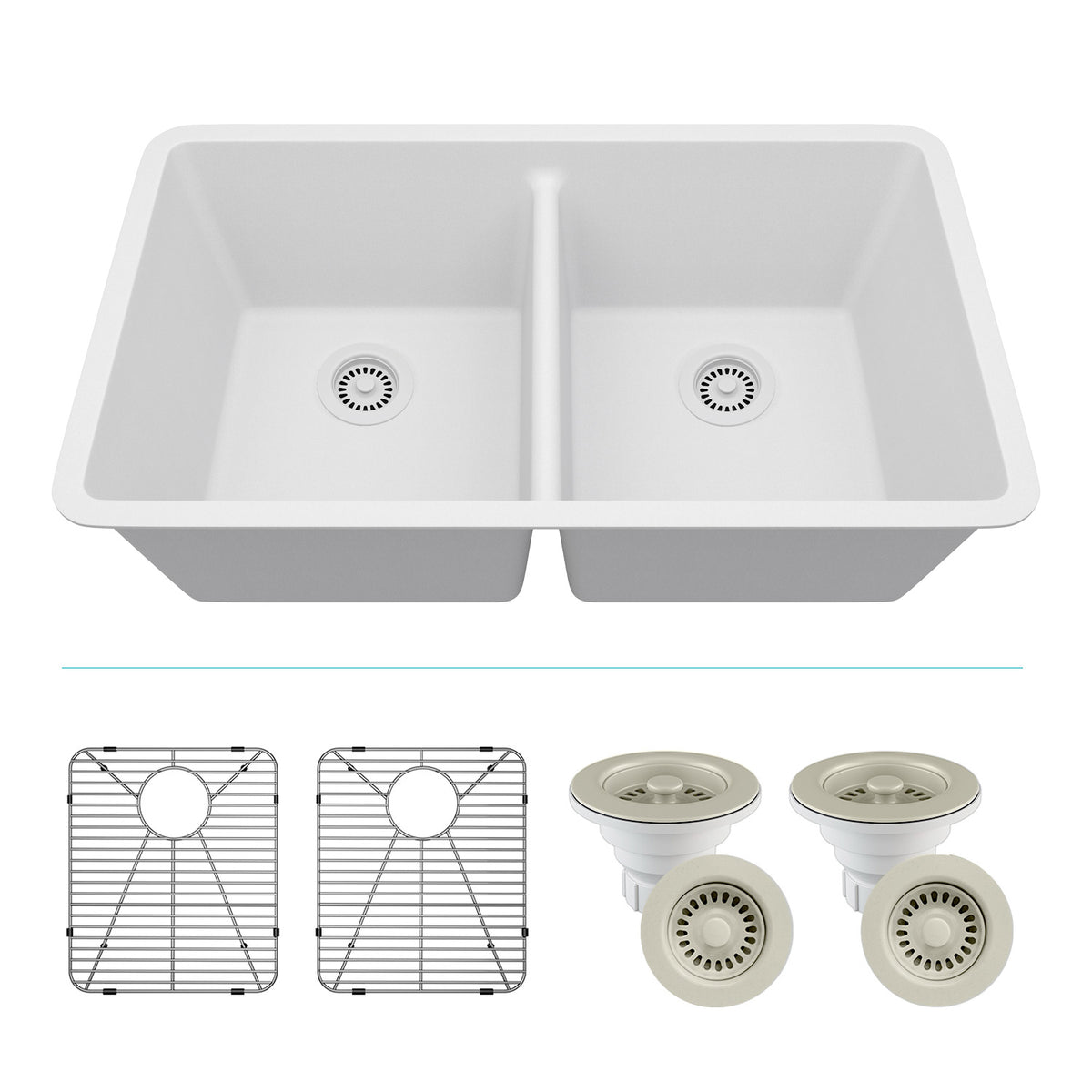 32-Inch LEXICON™ Platinum Quartz Composite Drop-in/Undermount 50/50 ...