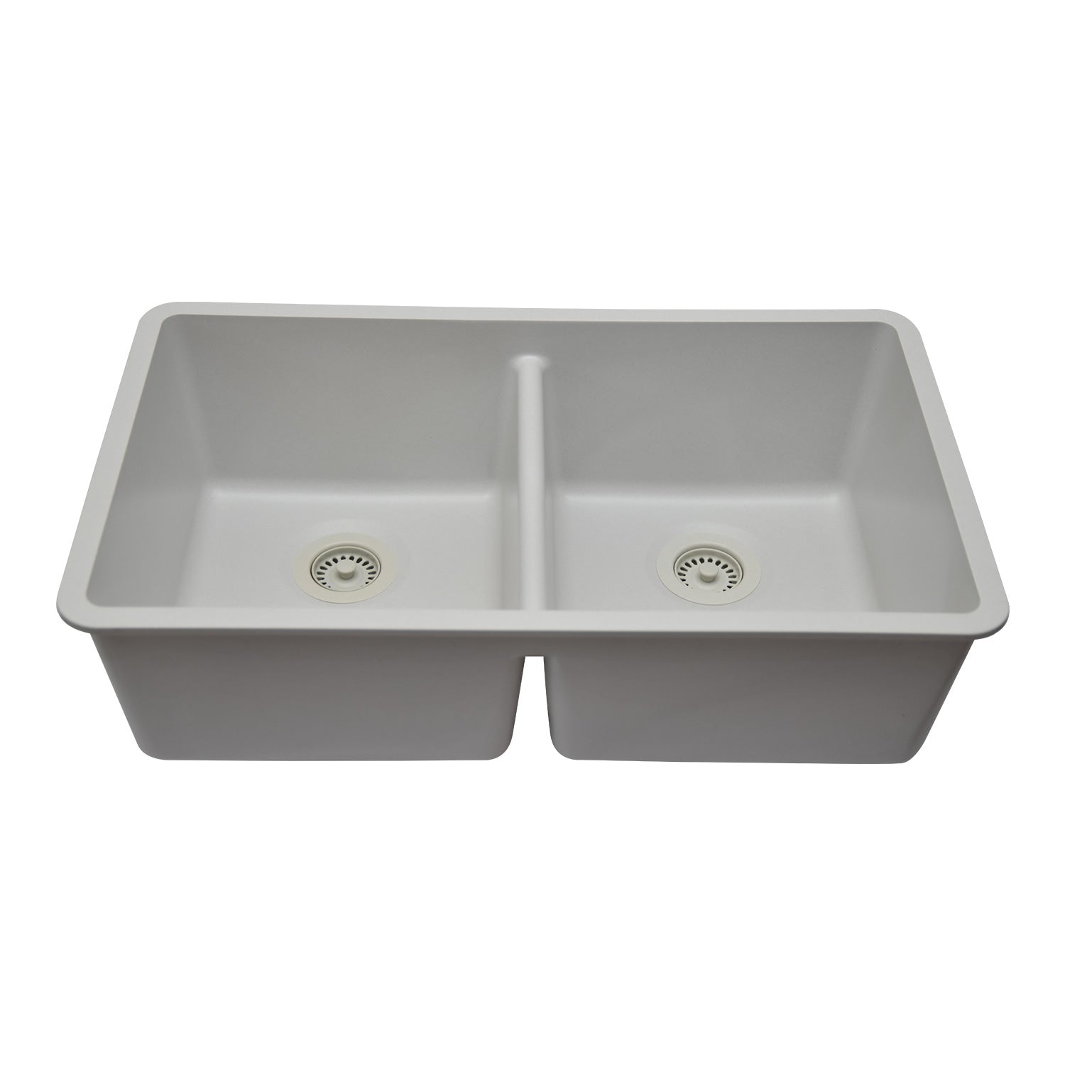 32-Inch Platinum Quartz Composite Drop-in Undermount 50/50 Double Bowl White Kitchen Sink includes Accessories LP-5050-W