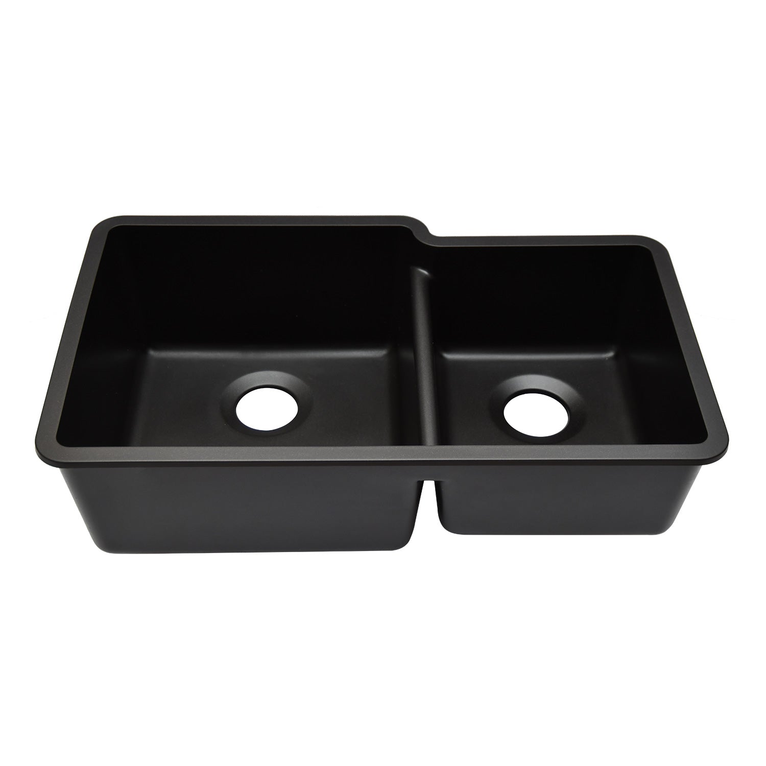 32-Inch Lexicon Platinum Quartz Composite Drop-in Undermount 60/40 Double Bowl Black Kitchen Sink LP-6040-K-SO