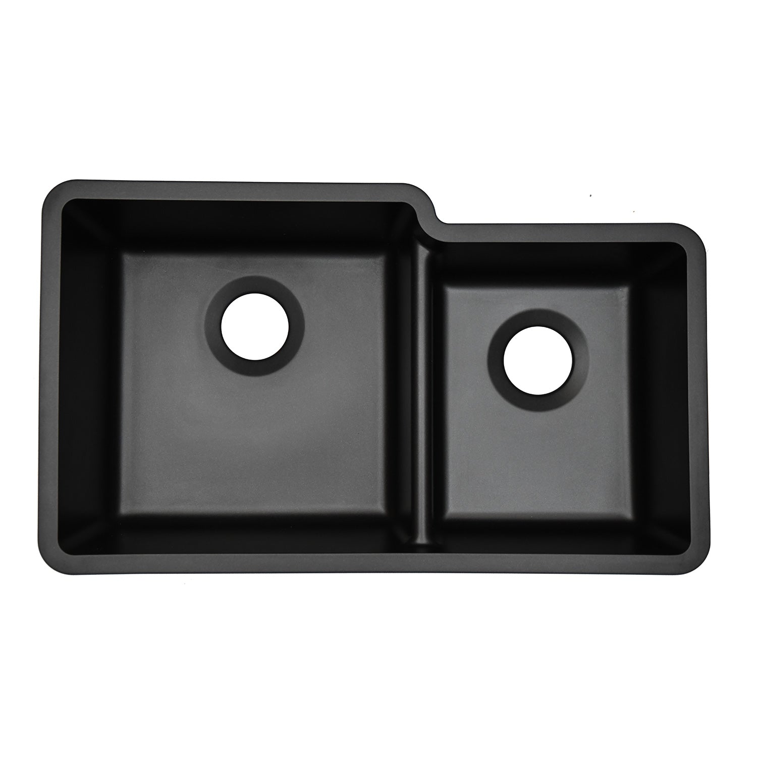 32-Inch Lexicon Platinum Quartz Composite Drop-in Undermount 60/40 Double Bowl Black Kitchen Sink LP-6040-K-SO