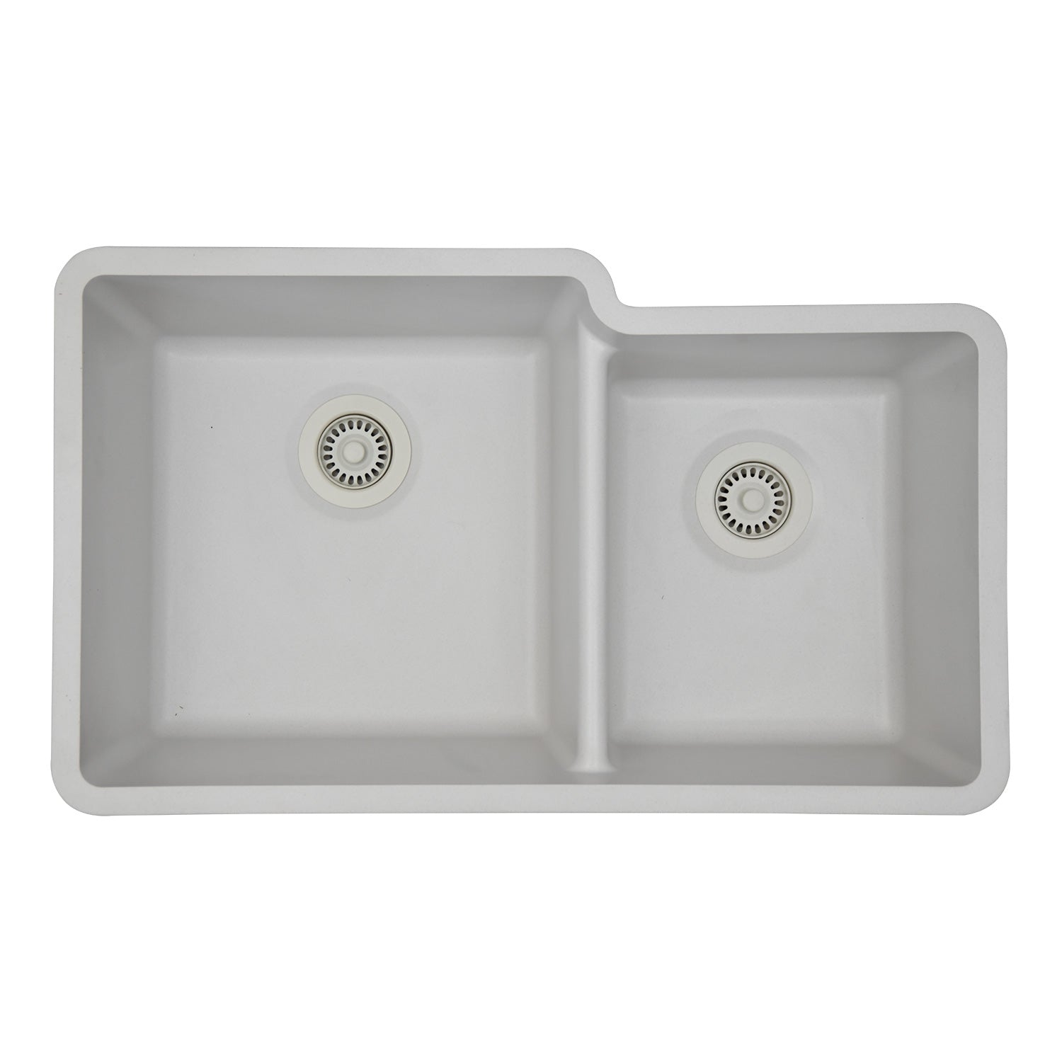 32-Inch Platinum Quartz Composite Drop-in Undermount 60/40 Double Bowl White Kitchen Sink includes Accessories LP-6040-W