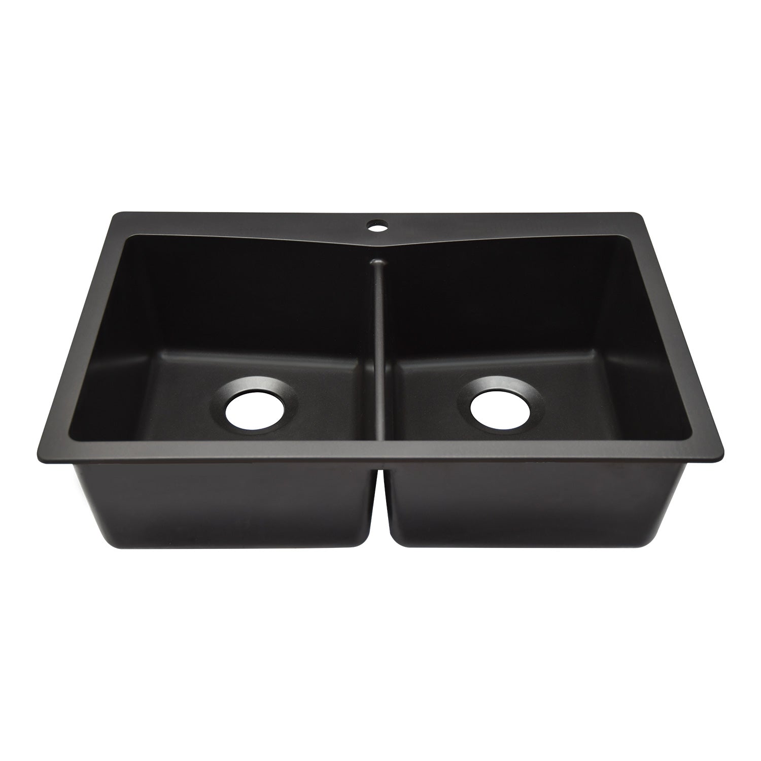 33-Inch Lexicon Platinum Quartz Composite Drop-in Undermount 50/50 Double Bowl Black Kitchen Sink LP-800TM-K-SO