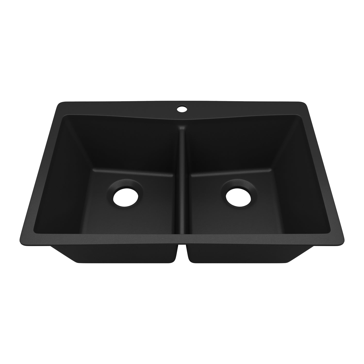 33-Inch Lexicon Platinum Quartz Composite Drop-in Undermount 50/50 Double Bowl Galaxy Black Kitchen Sink LP-800TM-K-SO