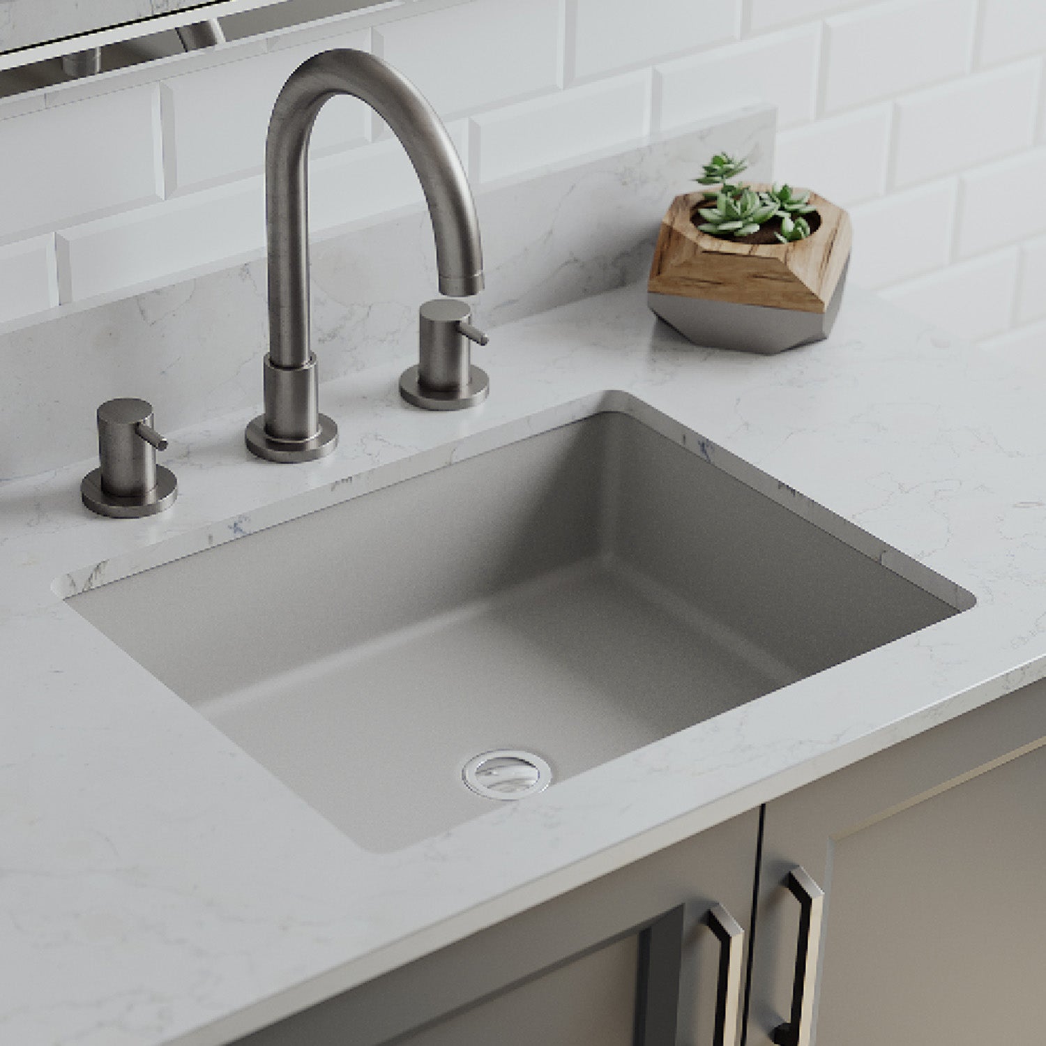 19-Inch Platinum Quartz Composite Drop-in/Undermount Rectangle Vanity Concrete Bathroom Sink LP-V330-C