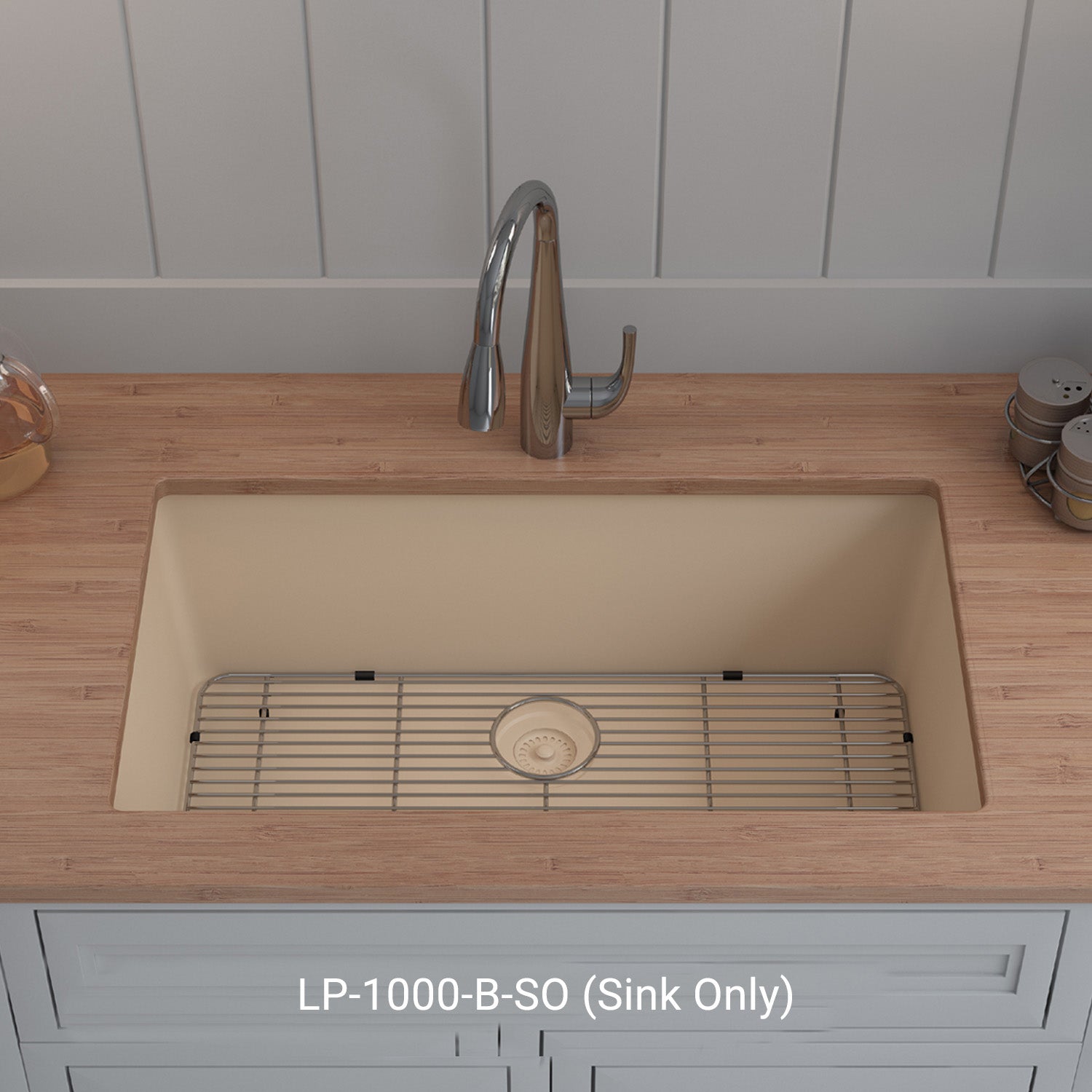 32-Inch Lexicon Platinum Quartz Composite Drop-in Undermount Single Bowl Beige Kitchen Sink LP-1000-B-SO