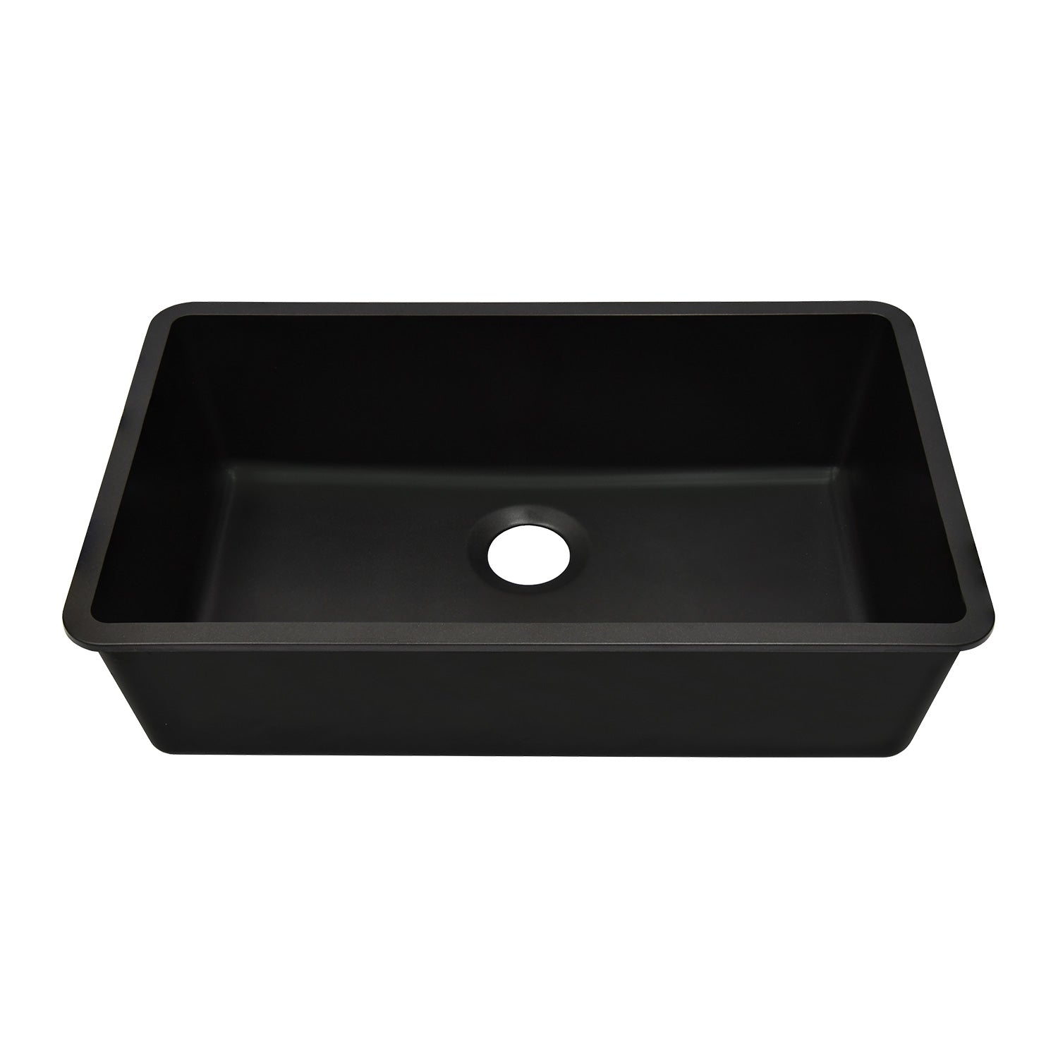 32-Inch Lexicon Platinum Quartz Composite Drop-in Undermount Single Bowl Metallic Black Kitchen Sink LP-1000-K-SO