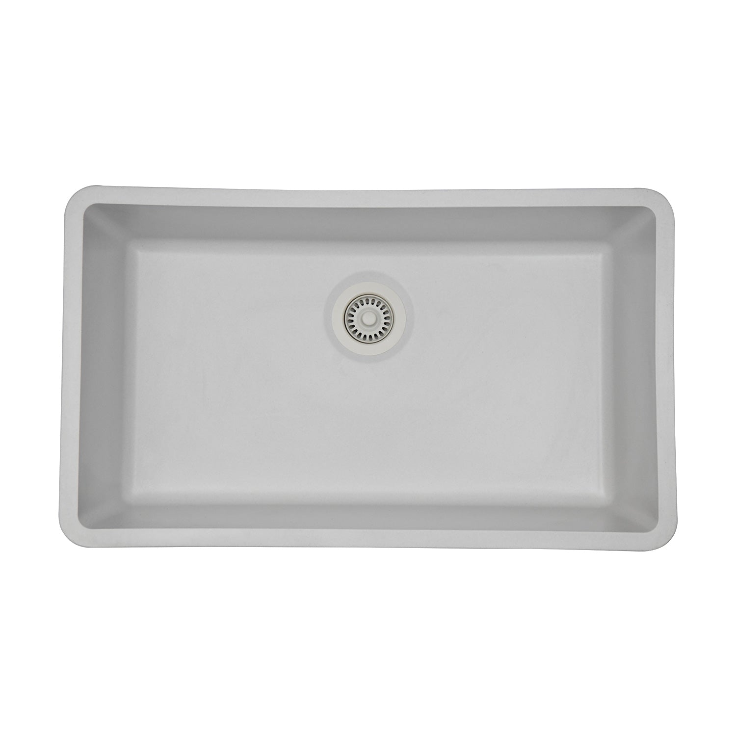 32-Inch Platinum Quartz Composite Drop-in Undermount Single Bowl White Kitchen Sink includes Accessories LP-1000-W