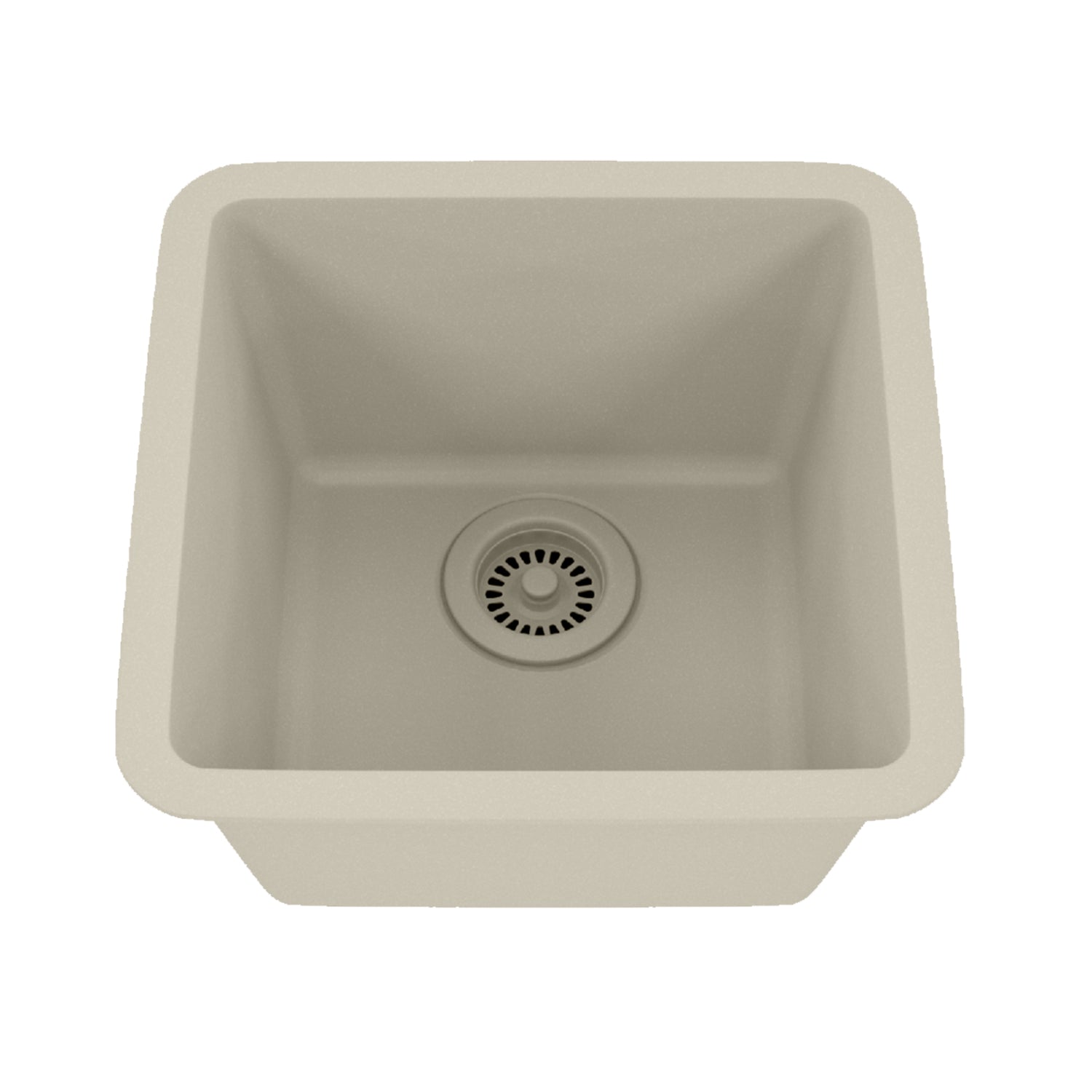 15-Inch Platinum Quartz Composite Drop-In Undermount Single Bowl Beige Kitchen/Bar Sink LP-1515-B-SO