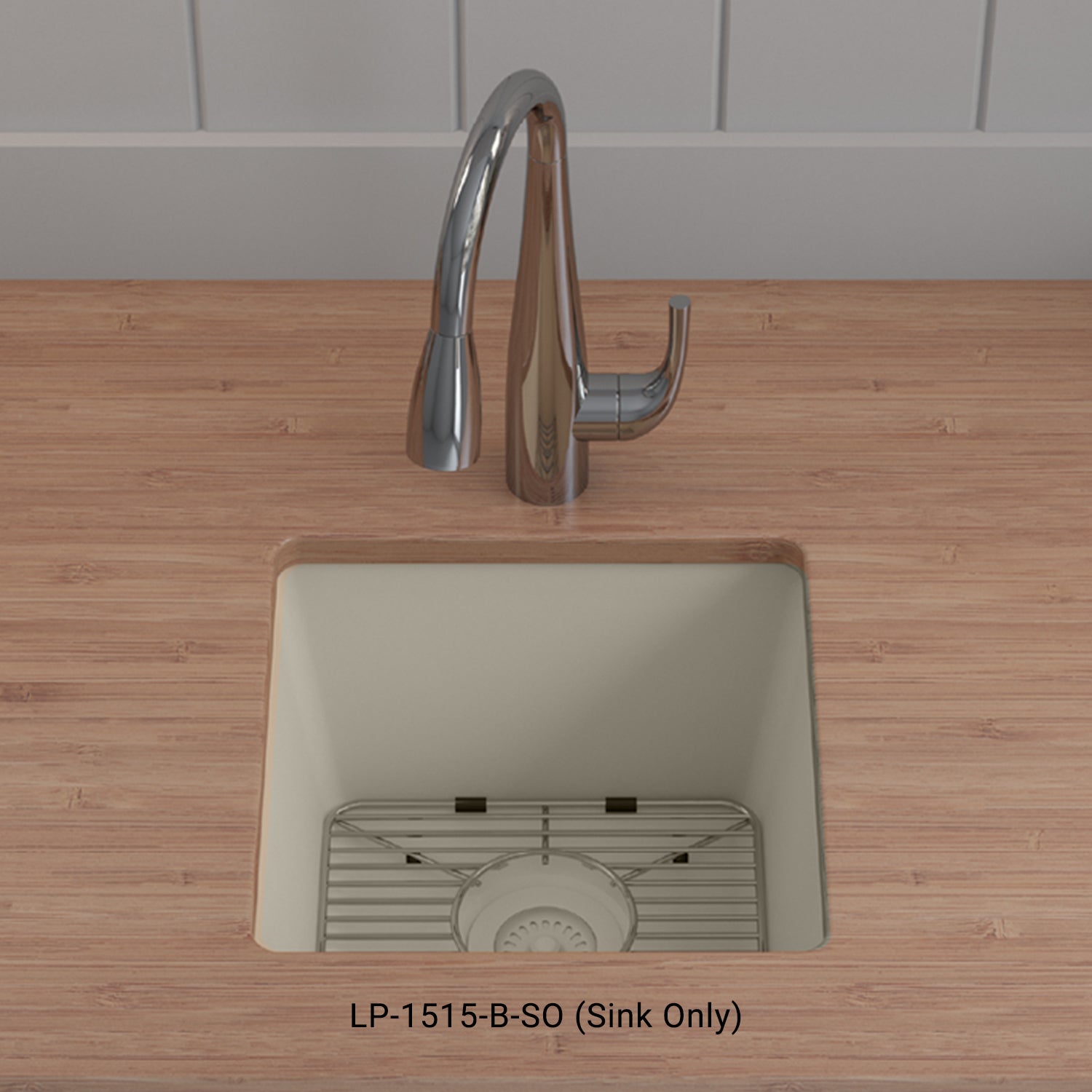 15-Inch Platinum Quartz Composite Drop-In Undermount Single Bowl Beige Kitchen/Bar Sink LP-1515-B-SO