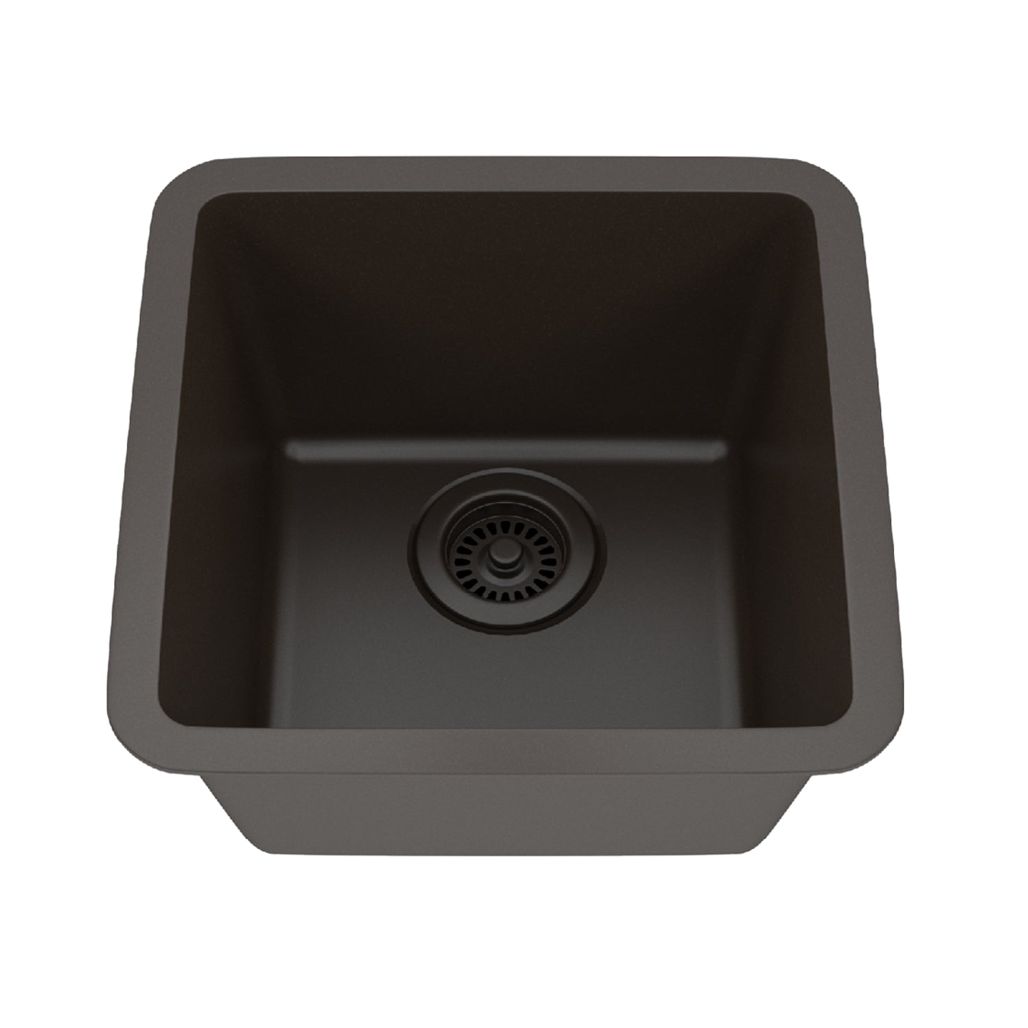 15-Inch Platinum Quartz Composite Drop-In Undermount Single Bowl Mocha Kitchen/Bar Sink LP-1515-M-SO