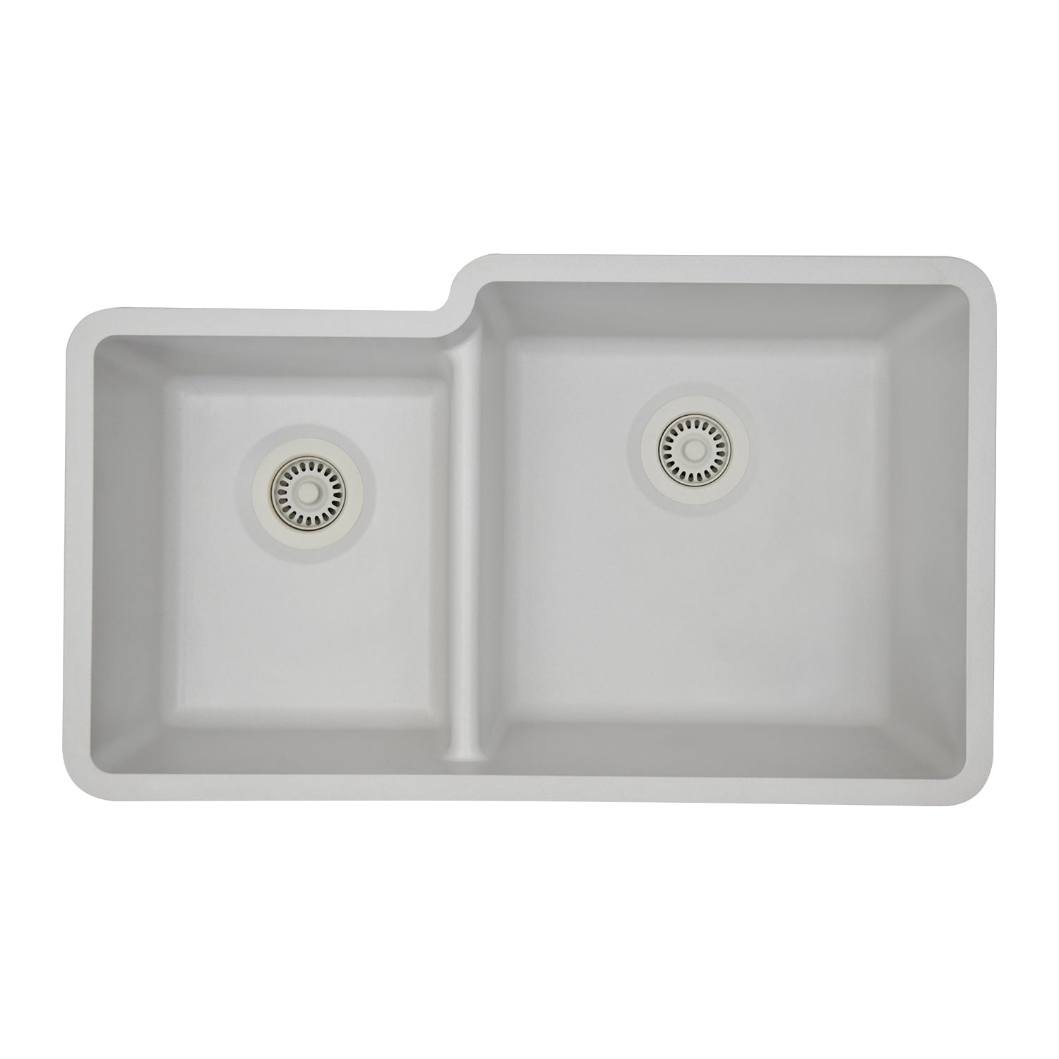 32-Inch Platinum Quartz Composite Drop-in Undermount 40/60 Double Bowl White Kitchen Sink includes Accessories LP-4060-W