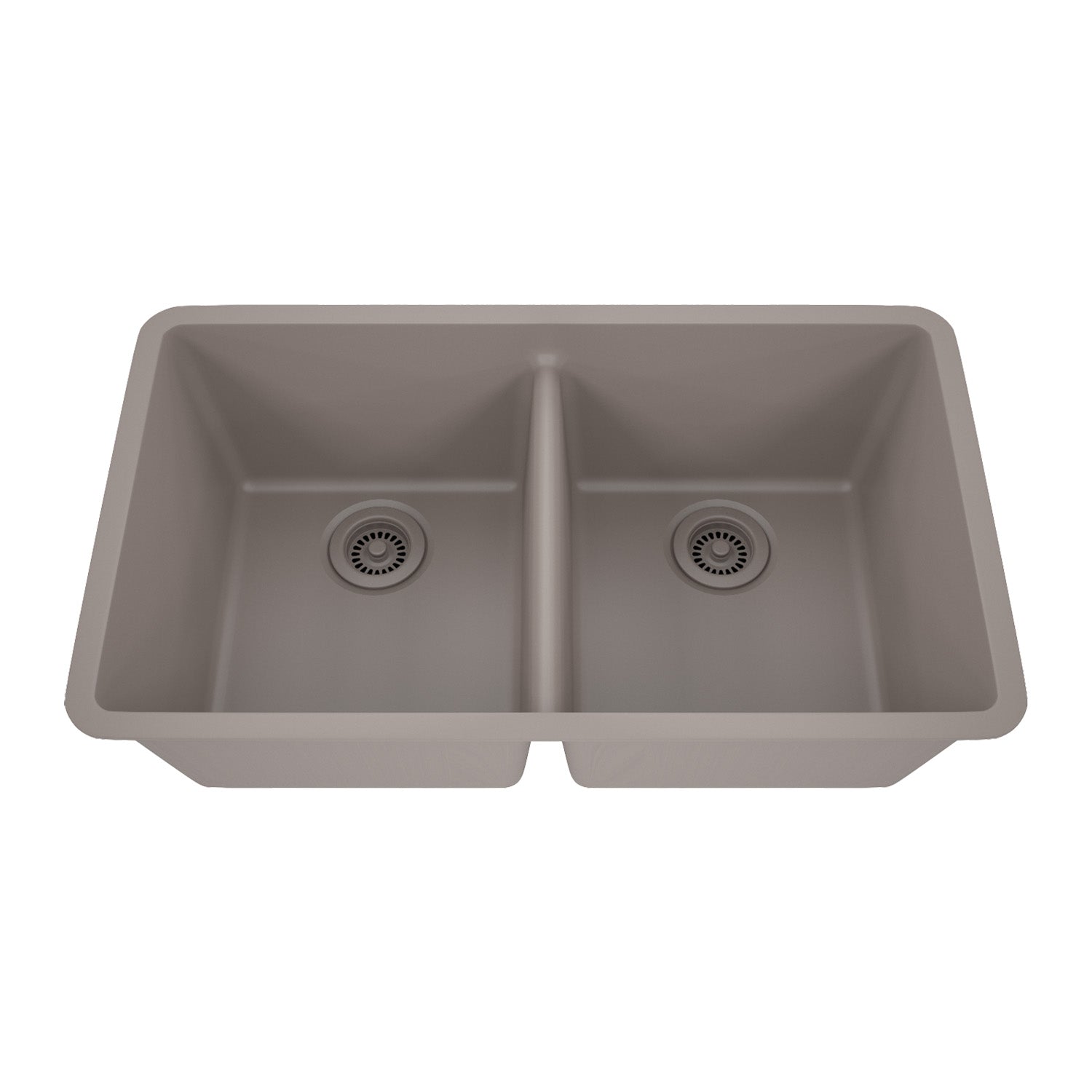 32-Inch Lexicon Platinum Quartz Composite Drop-in Undermount 50/50 Equal Double Bowl Concrete Kitchen Sink LP-5050-C-SO