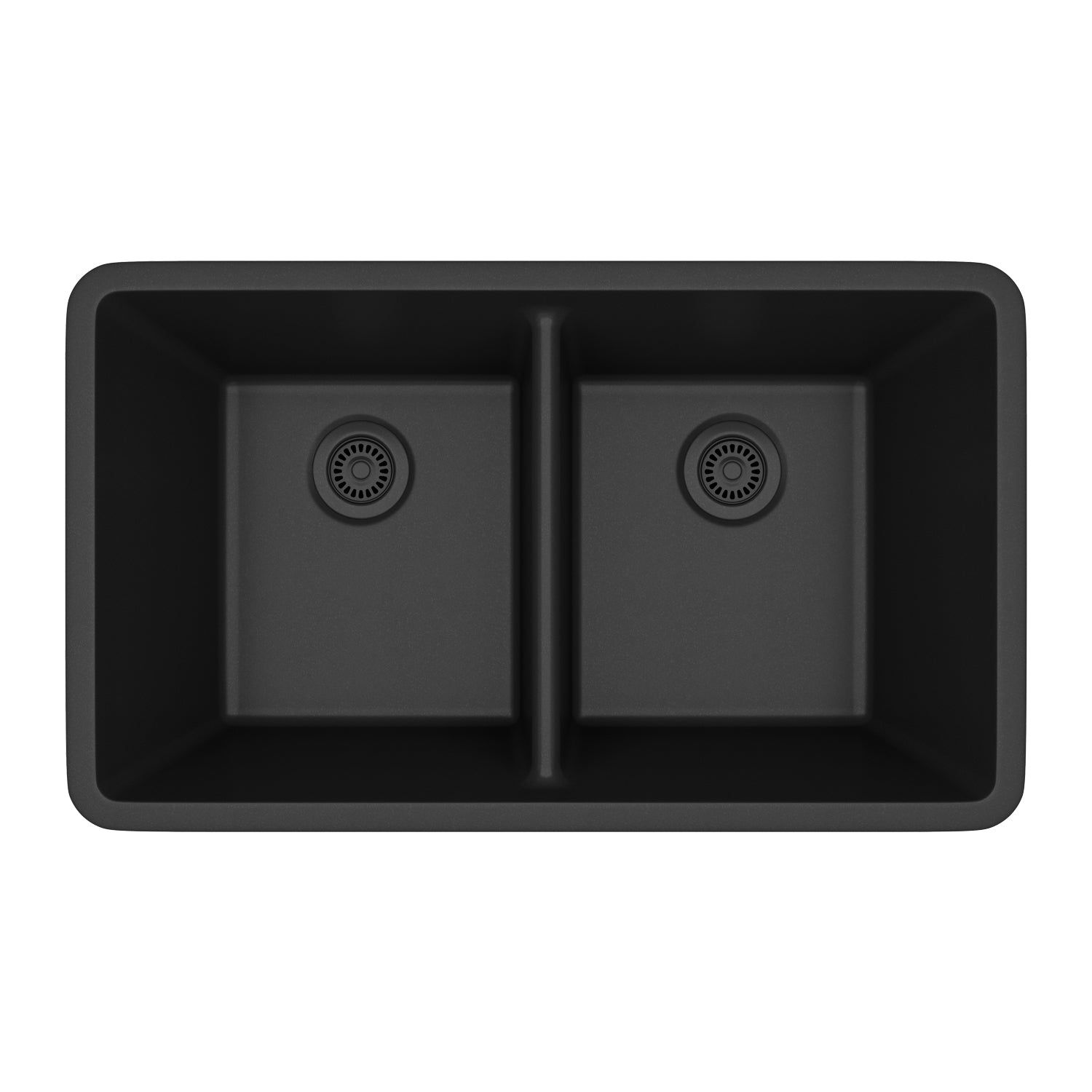 32-Inch Platinum Quartz Composite Drop-in Undermount 50/50 Double Bowl Galaxy Black Kitchen Sink includes Accessories LP-5050-K