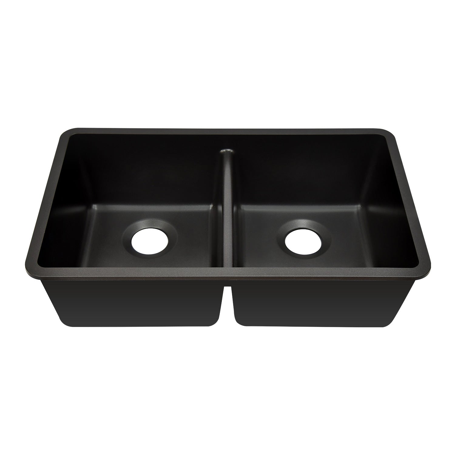 32-Inch Lexicon Platinum Quartz Composite Drop-in Undermount 50/50 Equal Double Bowl Black Kitchen Sink LP-5050-K-SO