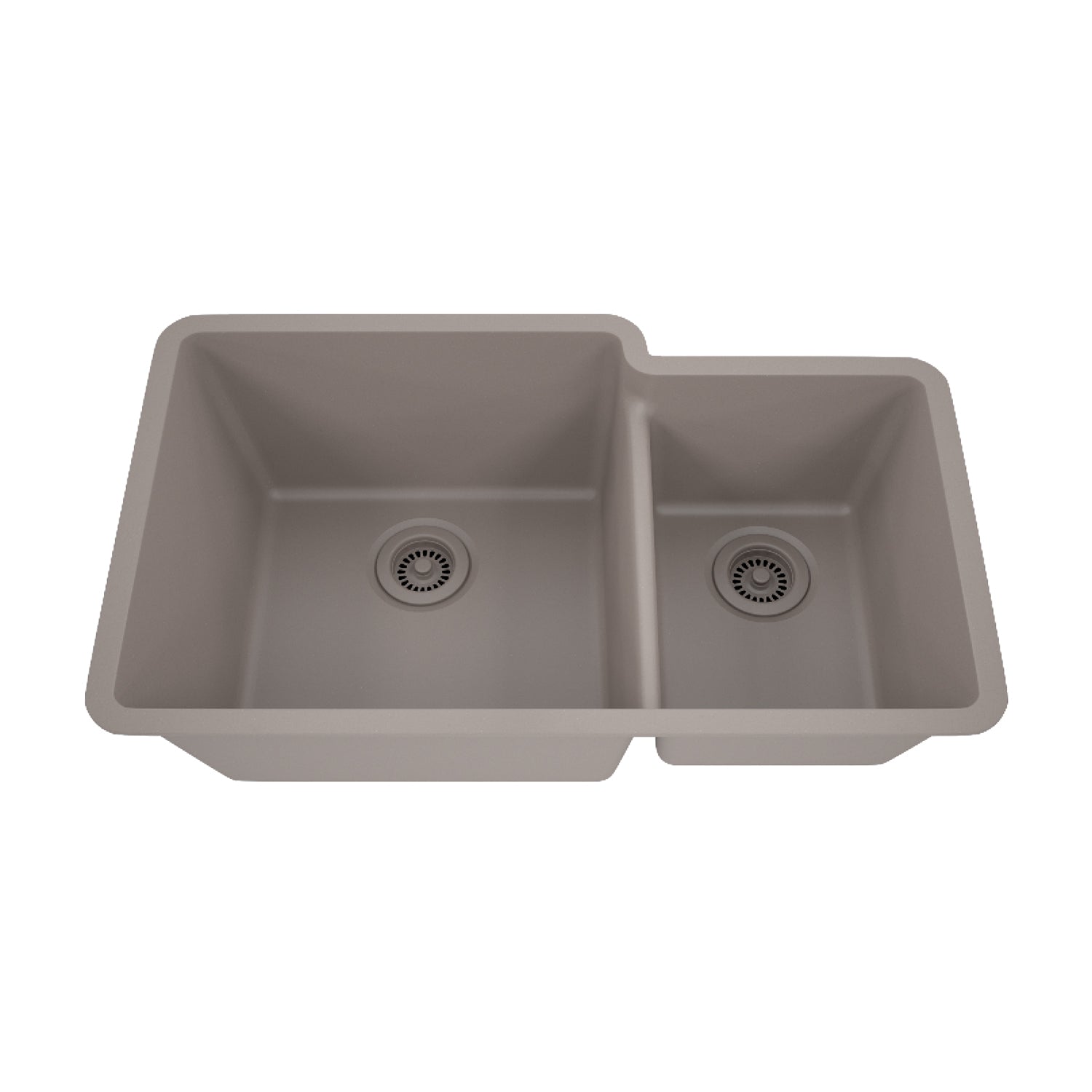 32-Inch Lexicon Platinum Quartz Composite Drop-in Undermount 60/40 Double Bowl Concrete Kitchen Sink LP-6040-C-SO