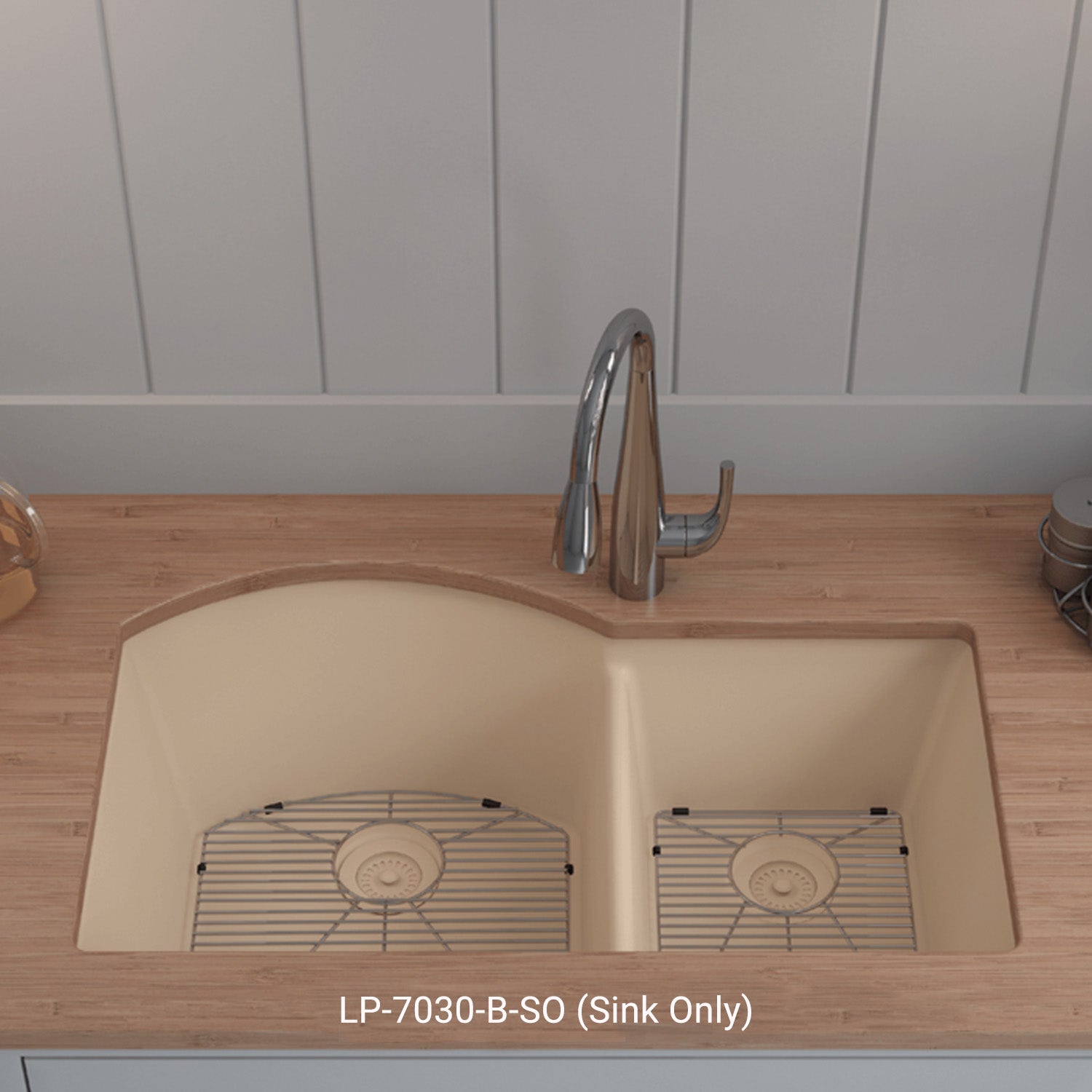 32-Inch Lexicon Platinum Quartz Composite Drop-in Undermount 70/30 Double Bowl Beige Kitchen Sink LP-7030-B-SO