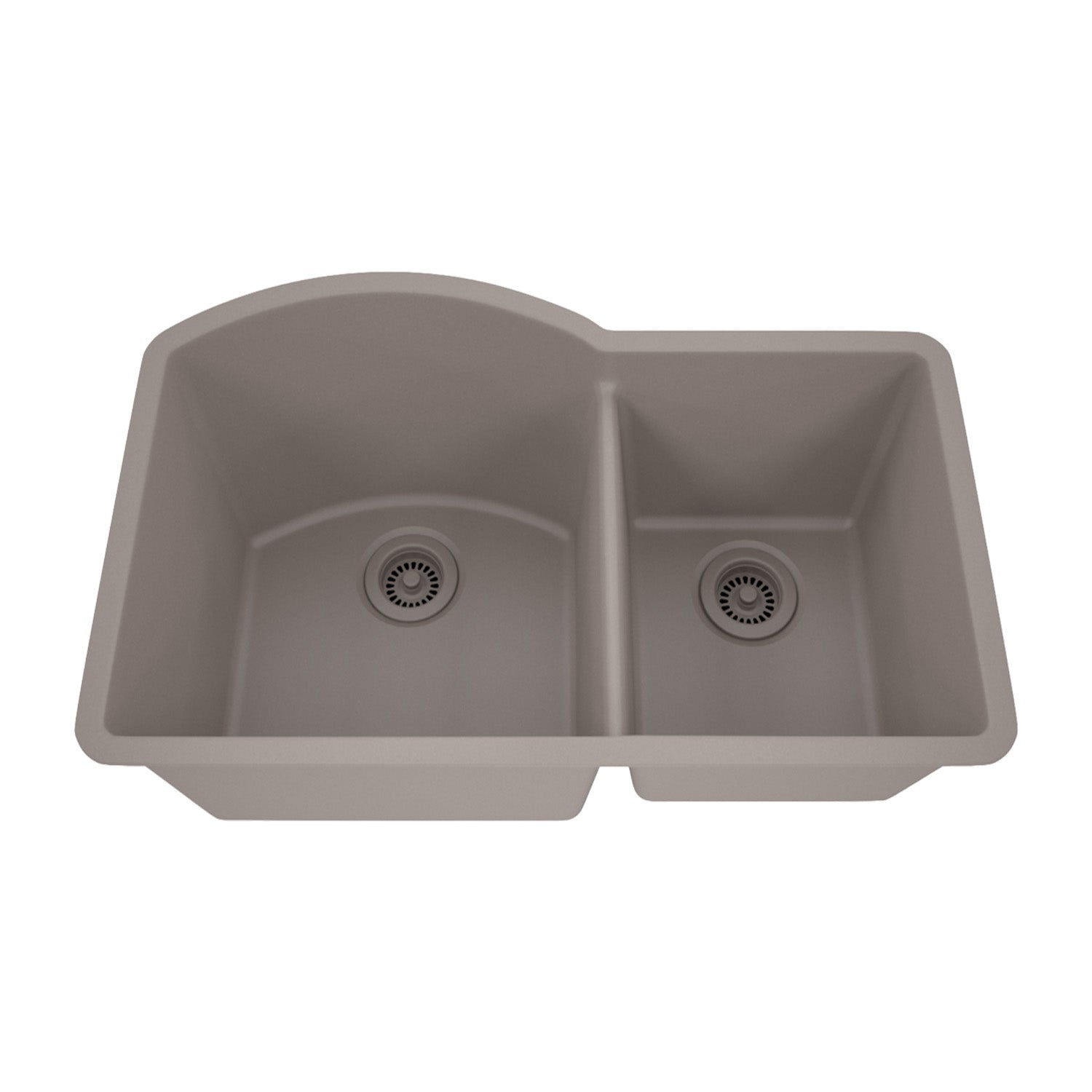 32-Inch Lexicon Platinum Quartz Composite Drop-in Undermount 70/30 Double Bowl Concrete Kitchen Sink LP-7030-C-SO