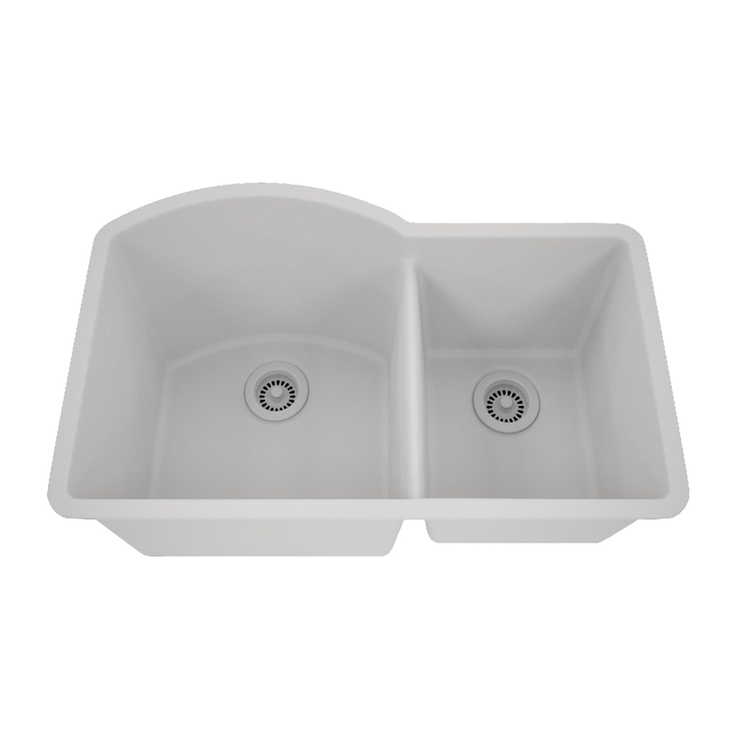 32-Inch Lexicon Platinum Quartz Composite Drop-in Undermount 70/30 Double Bowl White Kitchen Sink LP-7030-W-SO