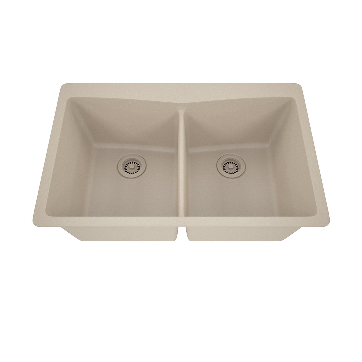 33-Inch Lexicon Platinum Quartz Composite Drop-in Undermount 50/50 Double Bowl Beige Kitchen Sink LP-800TM-B-SO