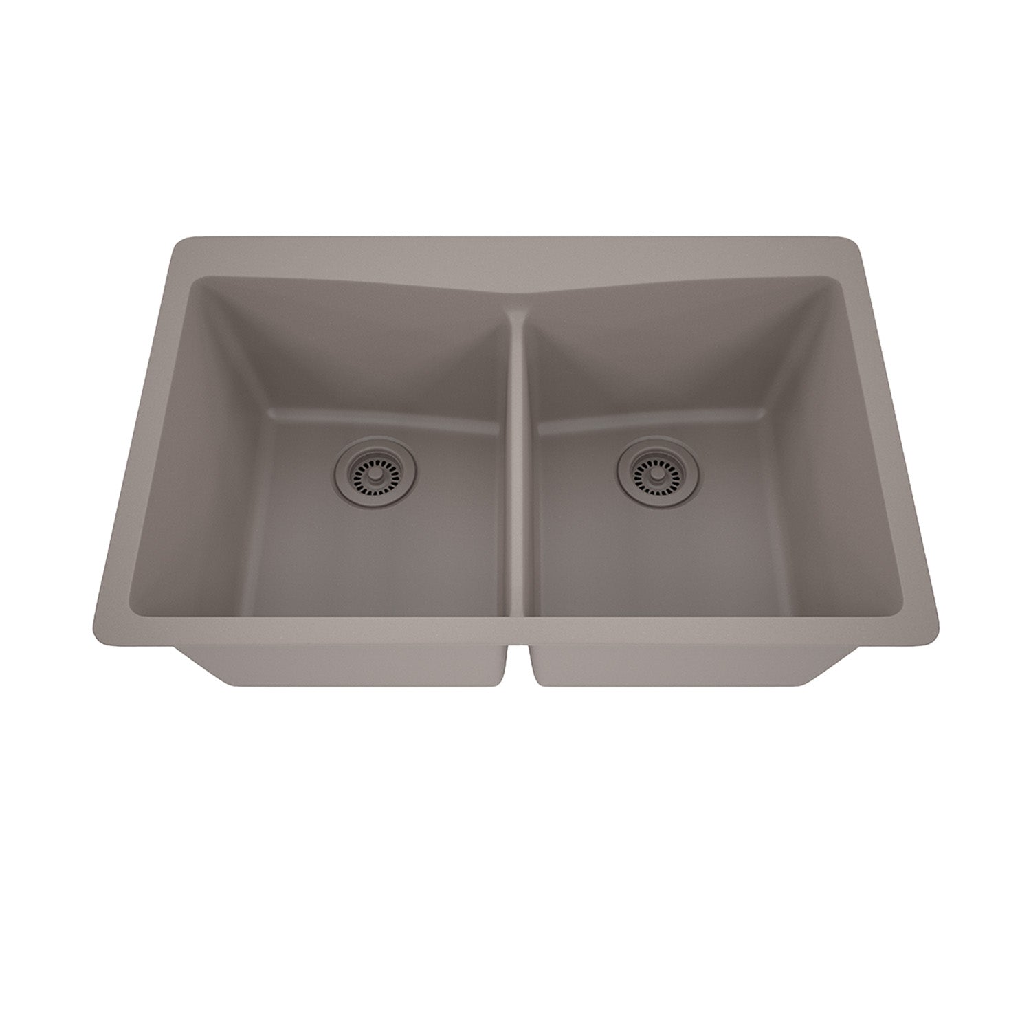 33-Inch Lexicon Platinum Quartz Composite Drop-in Undermount 50/50 Double Bowl Concrete Kitchen Sink LP-800TM-C-SO