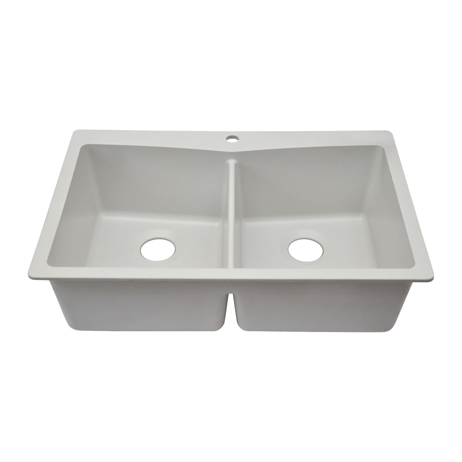 33-Inch Lexicon Platinum Quartz Composite Drop-in Undermount 50/50 Double Bowl White Kitchen Sink LP-800TM-W-SO